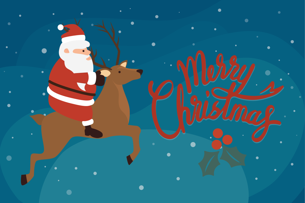 Set de table noël père noël sur un renne - TenStickers