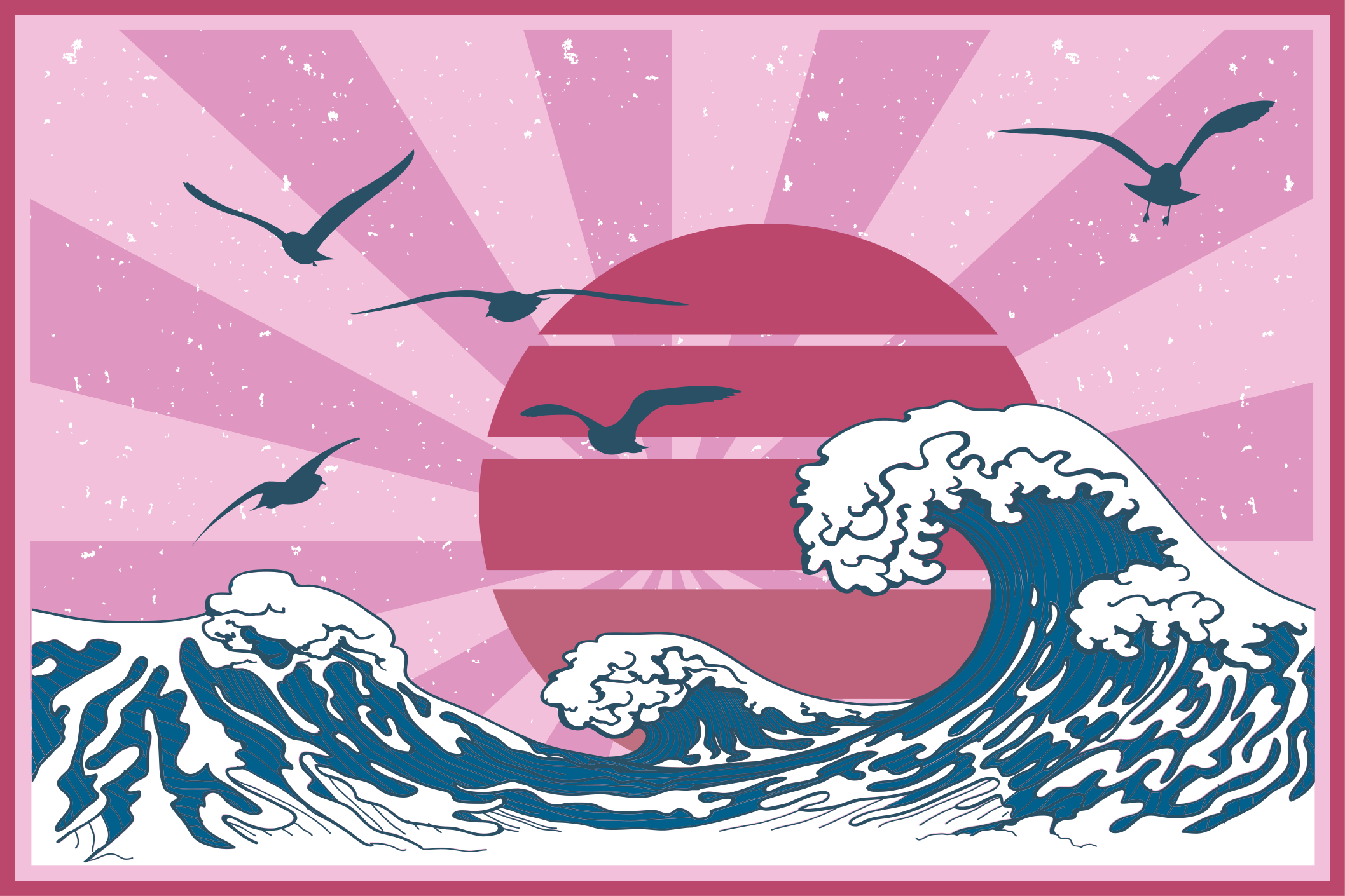 Set de table moderne vagues et soleil - TenStickers