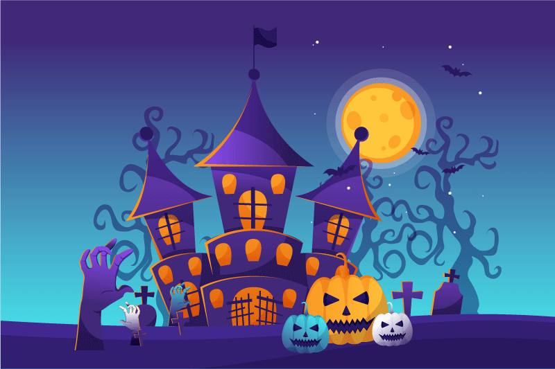 Set de table halloween scène de château hanté - TenStickers