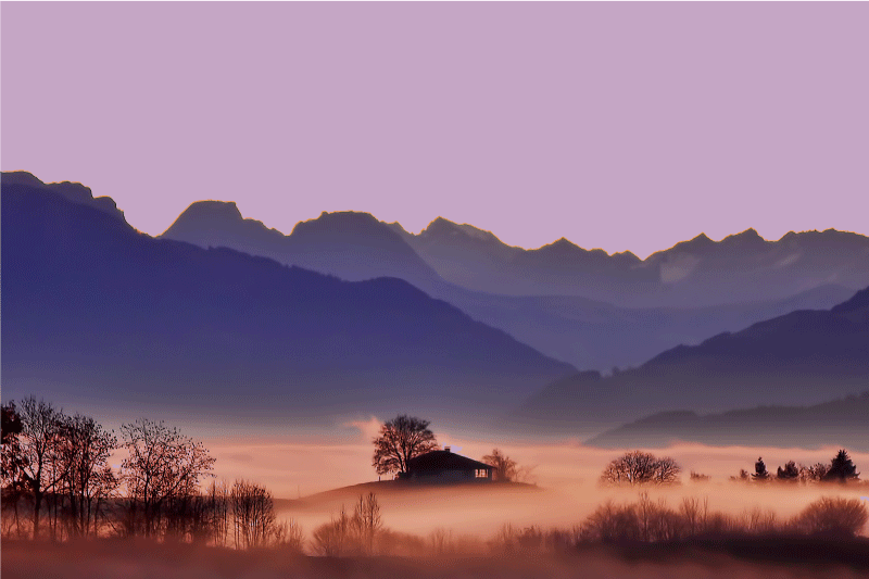 Set de table moderne paysage de montagne serein - TenStickers