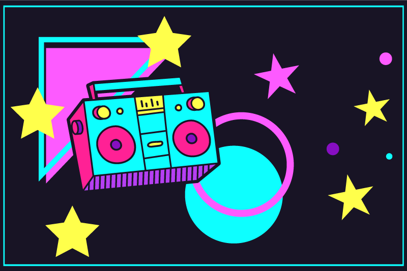 Set de table original boom box rétro coloré - TenStickers