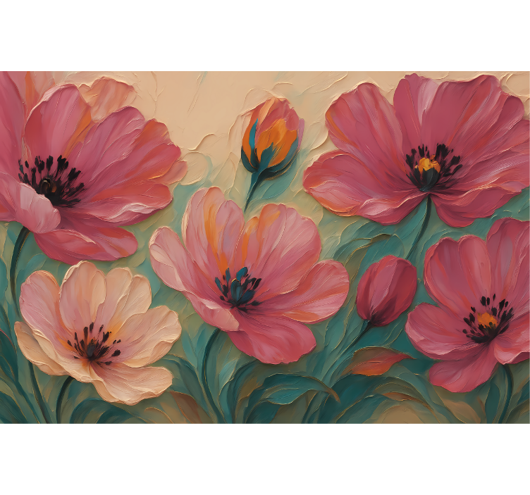 Tapisserie salle de bain art floral peint - TenStickers