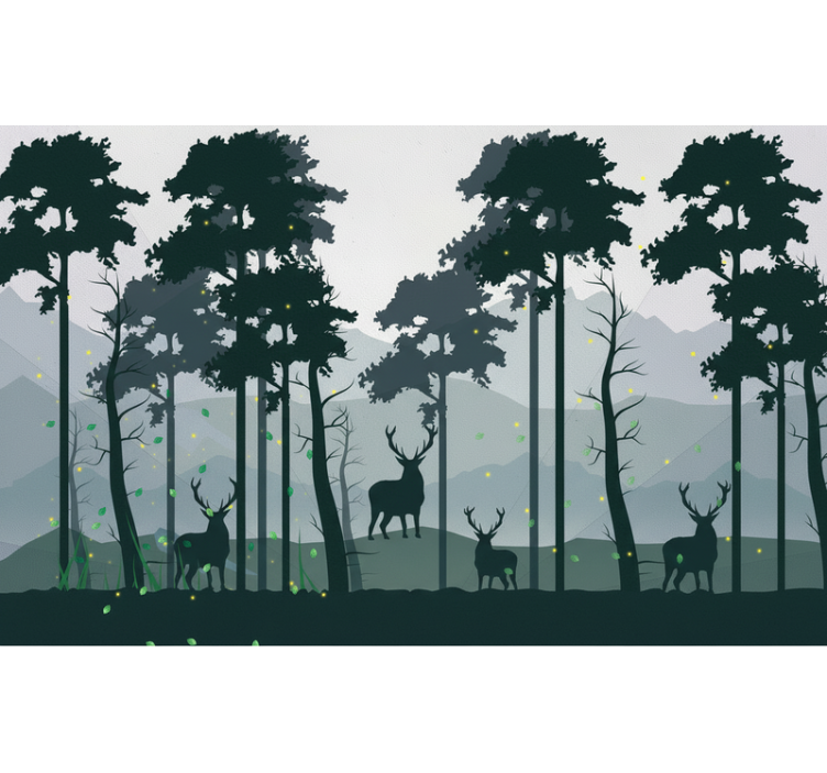 Papier peint forêt silhouette forêt scandi - TenStickers