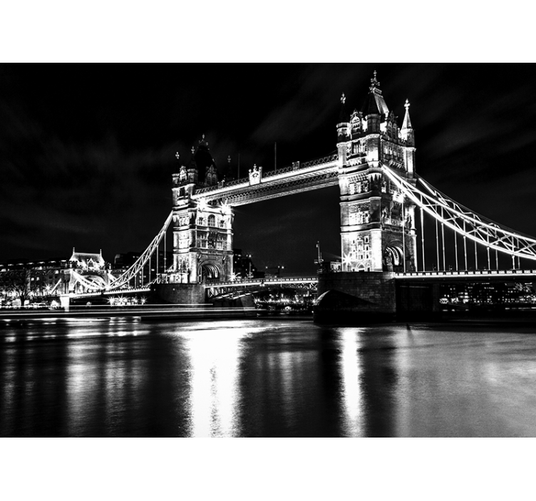 Papier peint londres noir et blanc tower bridge - TenStickers