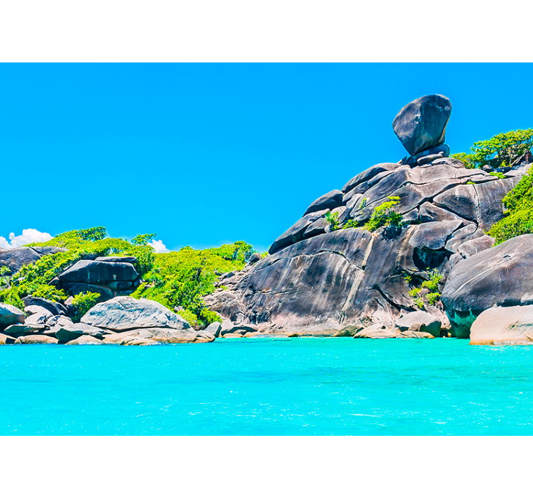 Tapisserie murale paysage vue sur mer et rochers - TenStickers