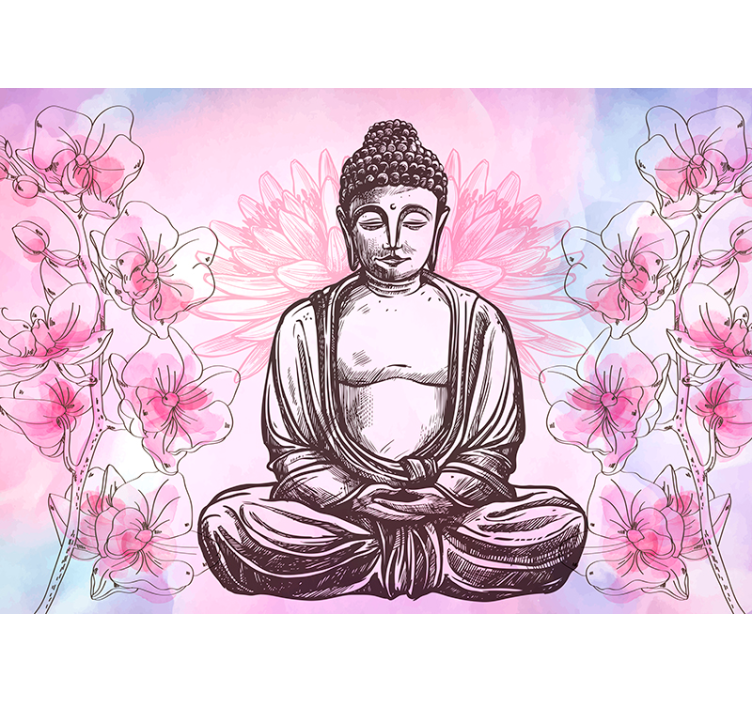 Papier peint zen Bouddha et Orchidées - TenStickers