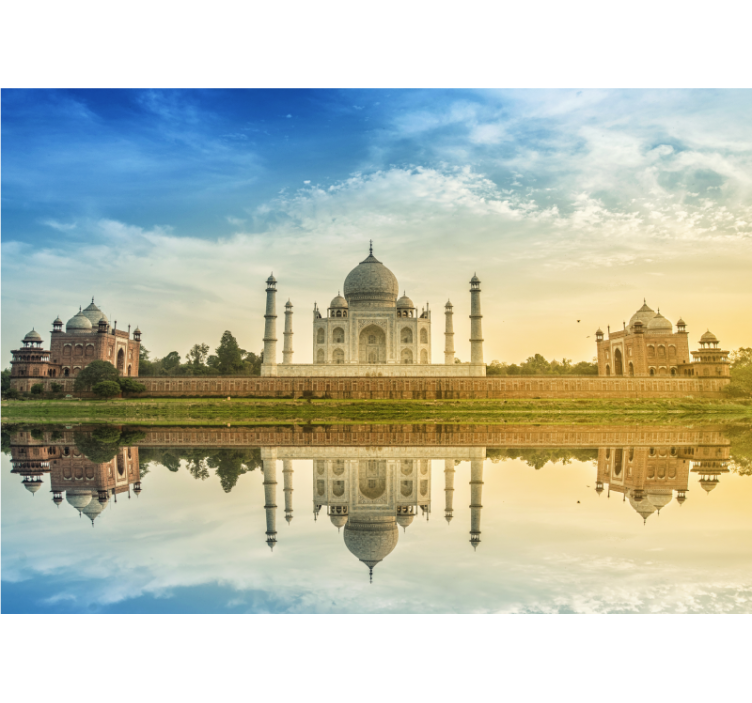 Tapisserie villes et pays image miroir du taj mahal - TenStickers