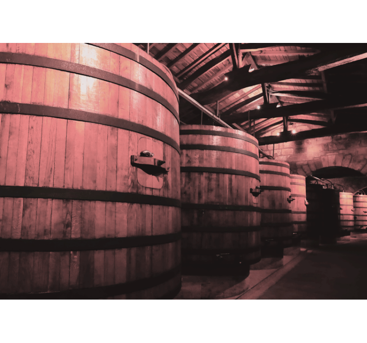 Tapisserie imitation pierre rangement tonneau en bois - TenStickers