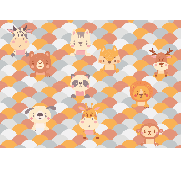 Tapisserie animaux visages d'animaux adorables - TenStickers