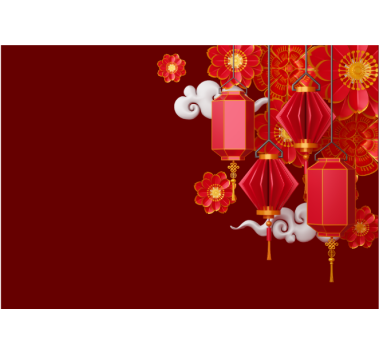 Tapisserie bouddha lanternes et fleurs - TenStickers