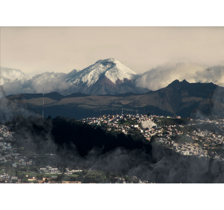 Tapisserie montagne vue sur les montagnes enneigées - TenStickers