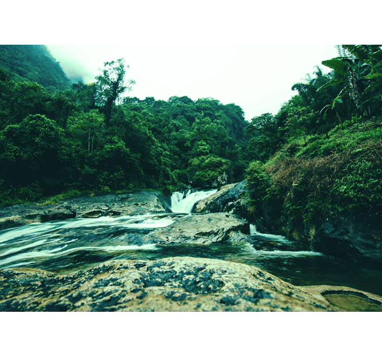 Tapisserie cascade scène verte sereine - TenStickers