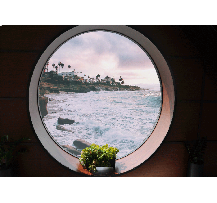 Tapisserie paysage scène de vagues côtières - TenStickers