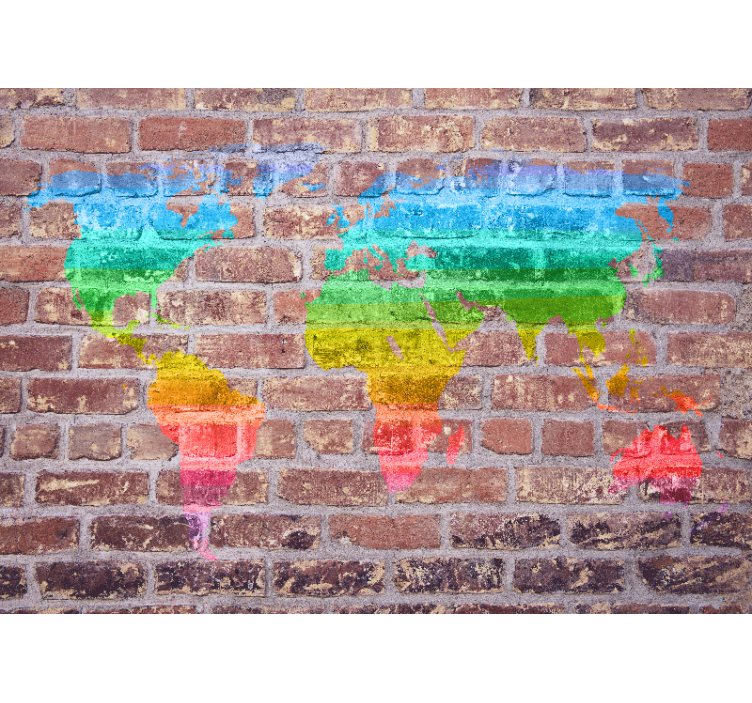 Tapisserie carte du monde rendu géographique coloré - TenStickers