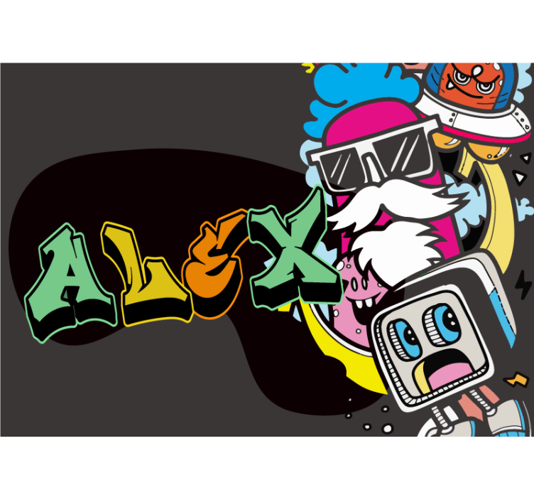 Tapisserie murale graffiti art de personnages colorés - TenStickers