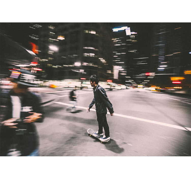 Tapisserie villes et pays patinage nocturne urbain - TenStickers