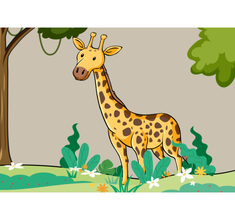 Tapisserie animaux scène de girafe ludique - TenStickers
