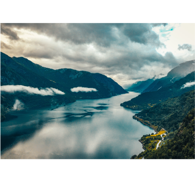 Tapisserie paysage lac de montagne miroir - TenStickers