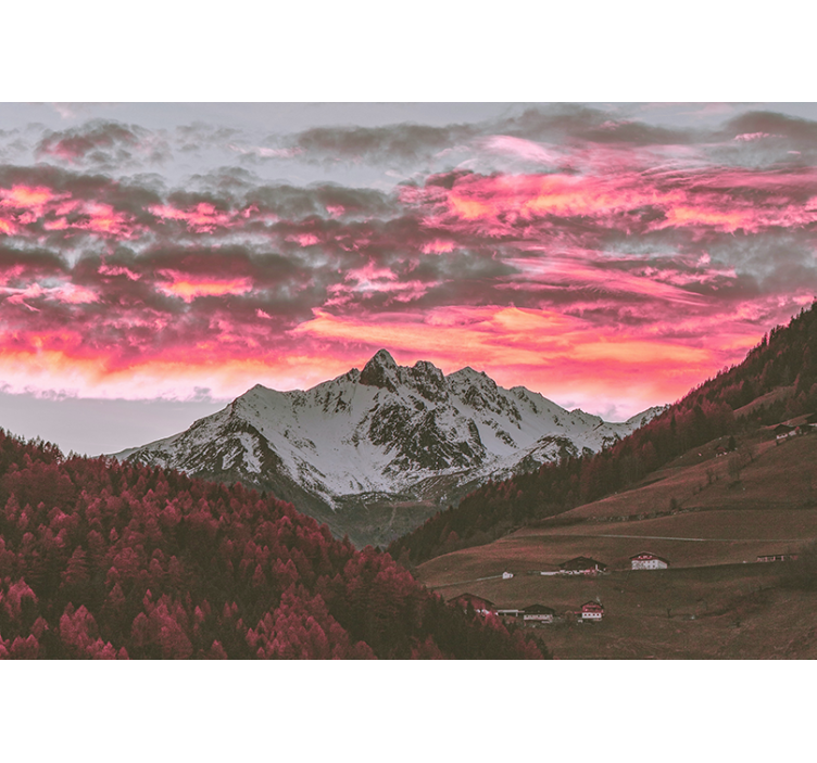 Tapisserie montagne coucher de soleil époustouflant - TenStickers