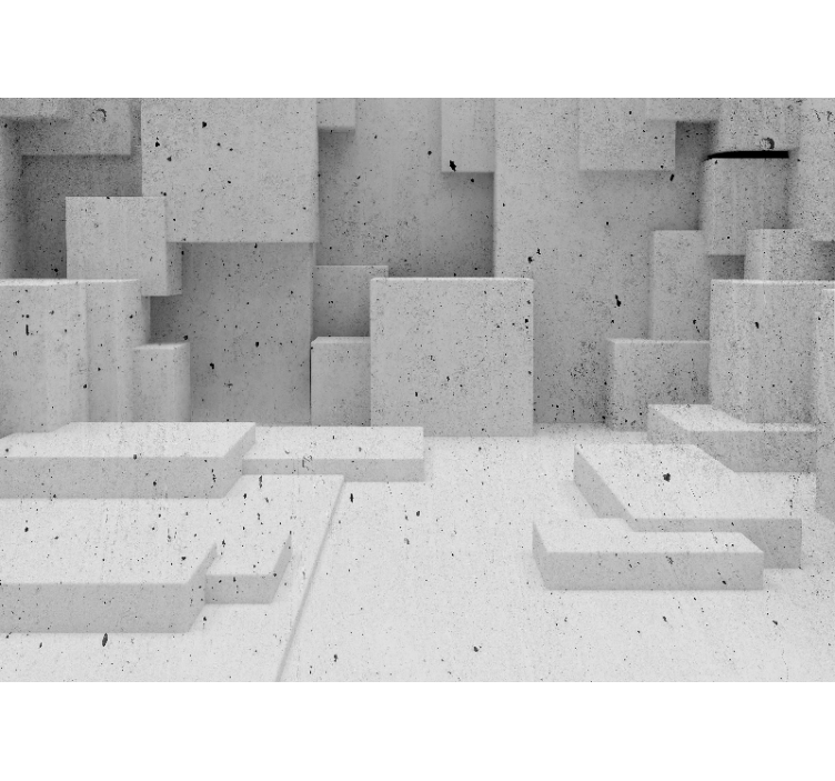 Tapisserie imitation pierre motif géométrique en béton - TenStickers