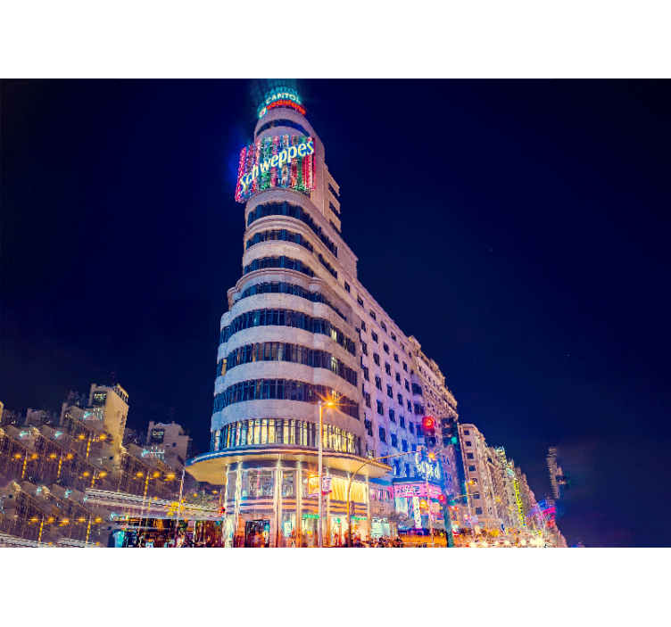 Tapisserie madrid skyline de nuit - TenStickers