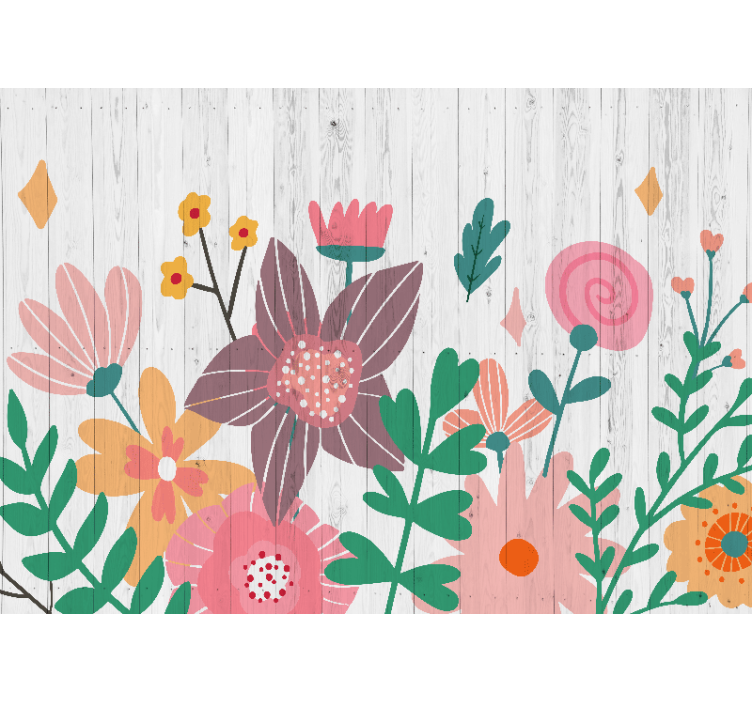 Tapisserie fleur œuvre florale colorée - TenStickers