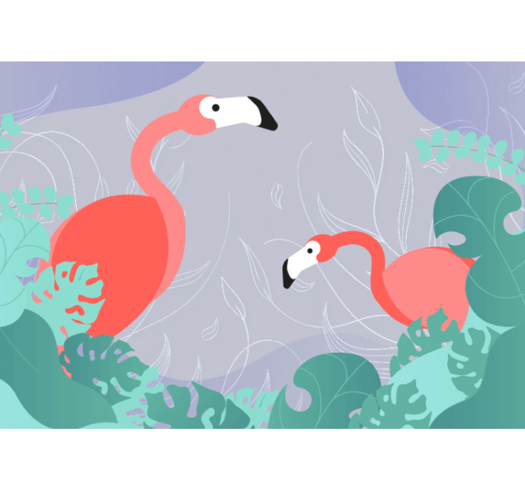 Tapisserie animaux famille de flamants - TenStickers