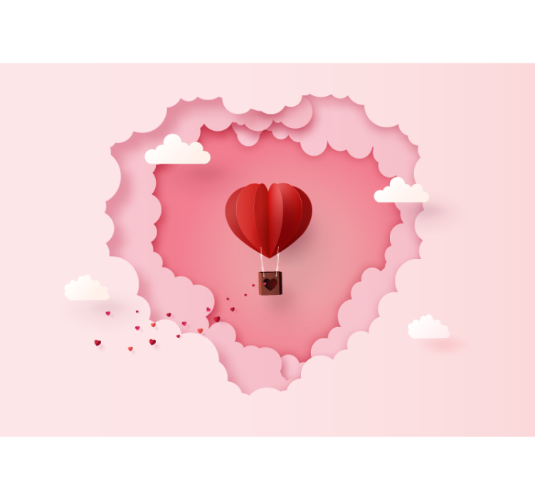 Tapisserie amour montgolfière cœur - TenStickers
