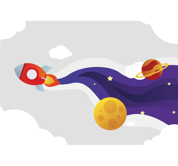 Tapisserie murale fantaisie vaisseaux et corps célestes - TenStickers