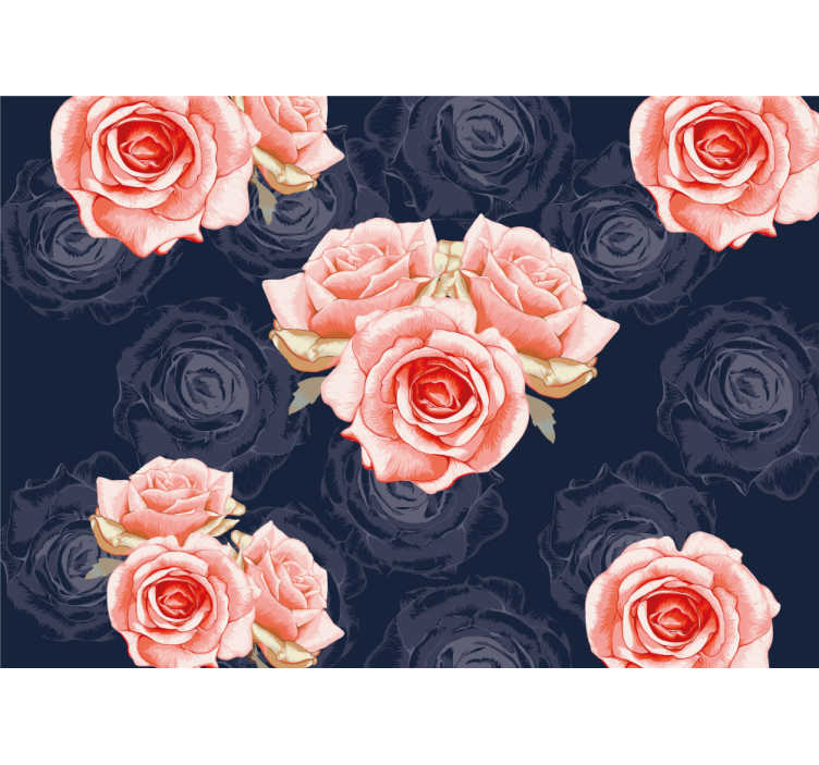 Tapisserie rose fleurs roses élégantes - TenStickers