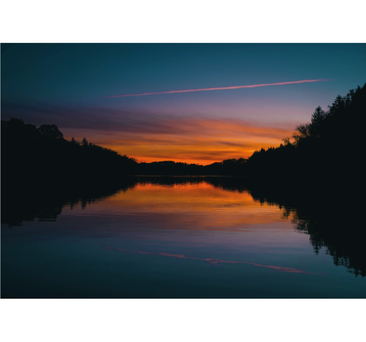 Tapisserie paysage lac serein au coucher du soleil - TenStickers