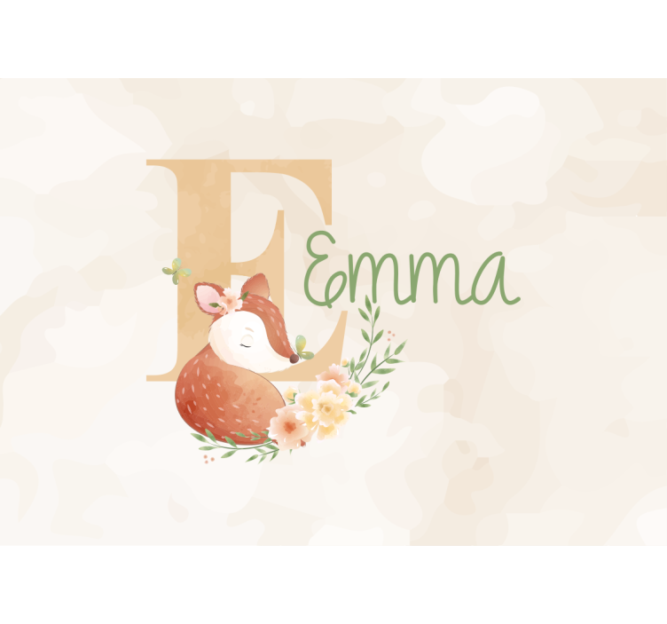 Tapisserie chambre enfant design personnalisé renard - TenStickers