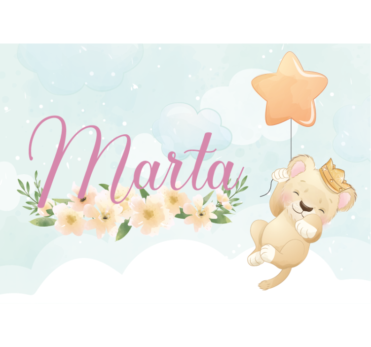 Tapisserie chambre enfant lion mignon avec ballon - TenStickers