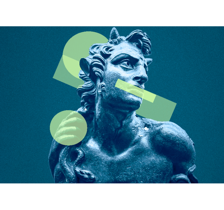 Tapisserie art statue avec formes géométriques - TenStickers