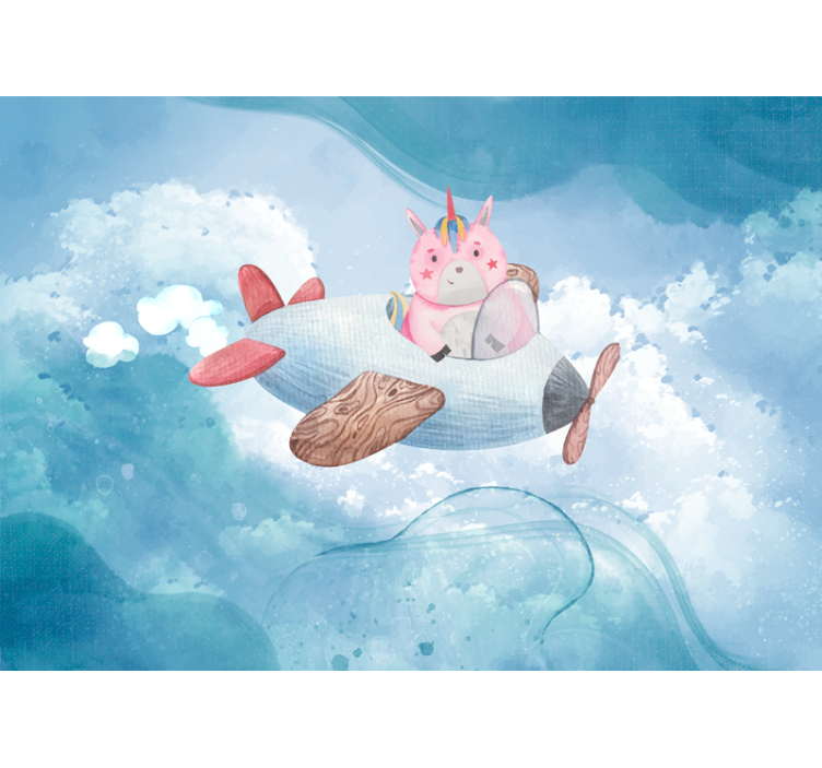 Tapisserie murale fantaisie avion licorne volant - TenStickers