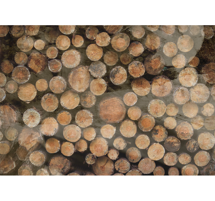 Tapisserie textures et motifs arrangement de bûches - TenStickers