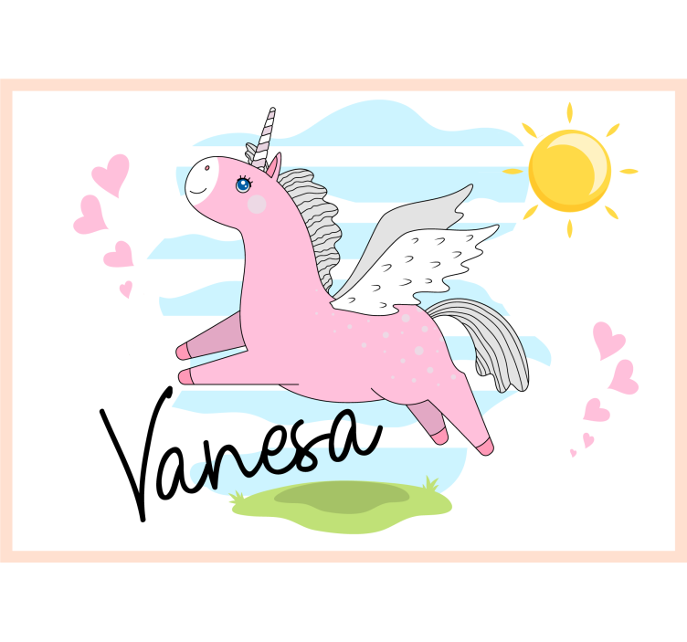 Tapisserie amour aventure de licorne rose - TenStickers