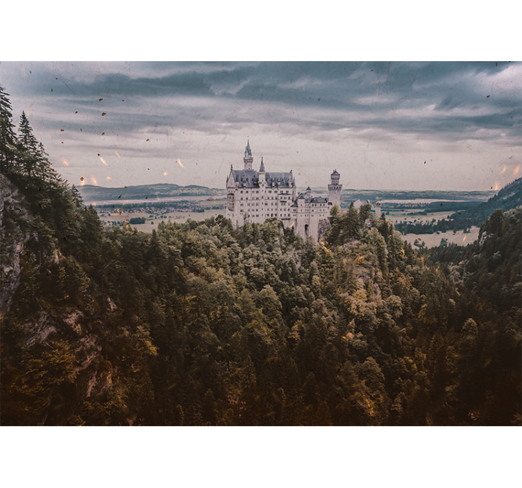 Tapisserie paysage château sur montagne - TenStickers