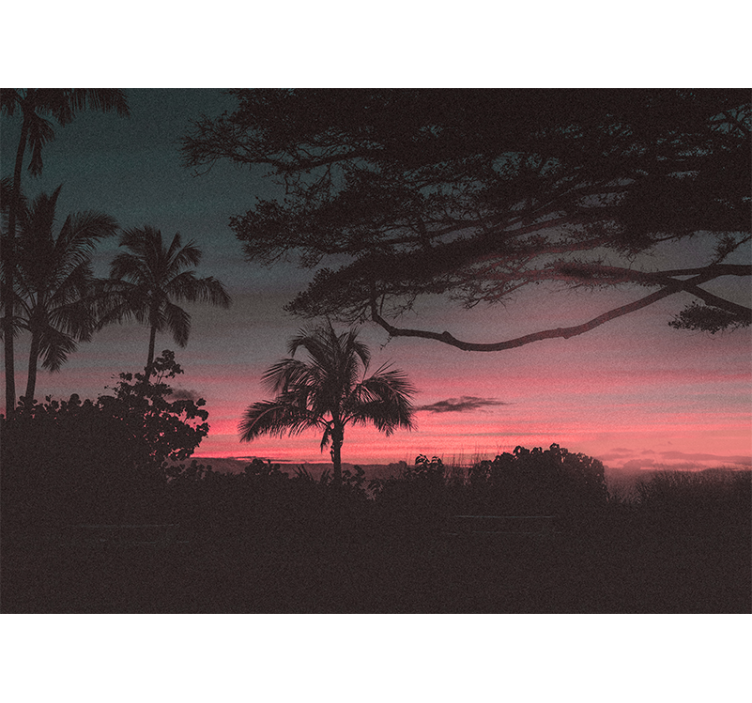 Tapisserie paysage silhouette de coucher de soleil tropical - TenStickers