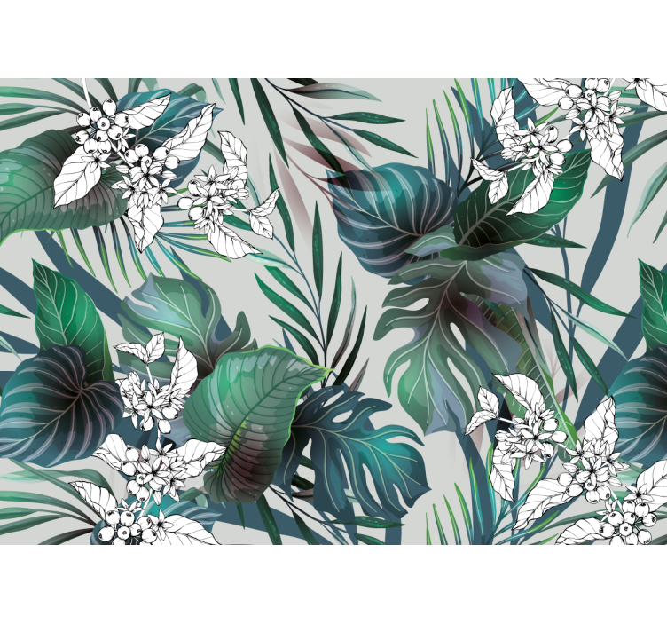 Papier peint nature art mural feuillage tropical - TenStickers