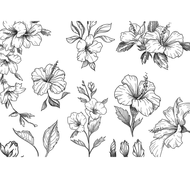 Tapisserie fleur motifs floraux hibiscus - TenStickers