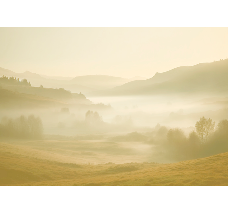 Tapisserie murale montagnes beiges et brumeuses - TenStickers