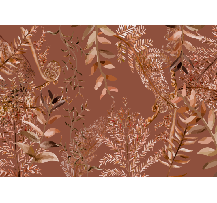 Tapisserie murale terracotta feuilles denses - TenStickers
