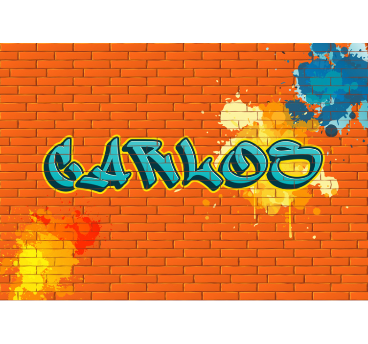 Tapisserie murale graffiti brique orange - TenStickers