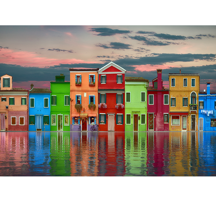 Tapisserie villes et pays canal burano coloré - TenStickers