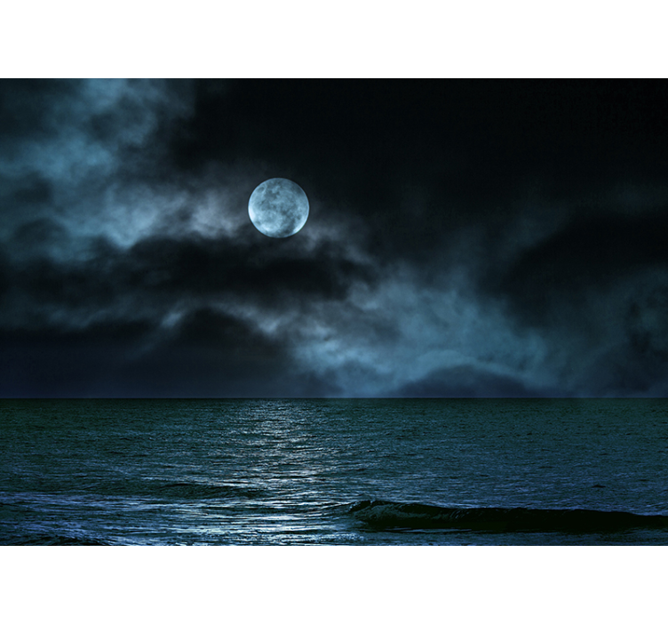 Tapisserie mer paysage marin au clair de lune - TenStickers