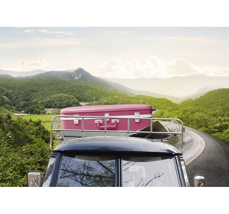 Tapisserie véhicule aventure en valise vintage - TenStickers