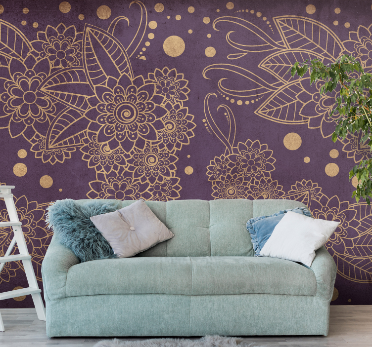 Tapisserie salon motif floral - TenStickers
