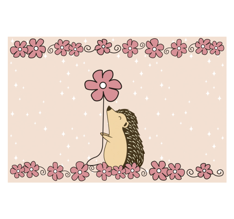 Tapisserie animaux hérisson et fleur - TenStickers