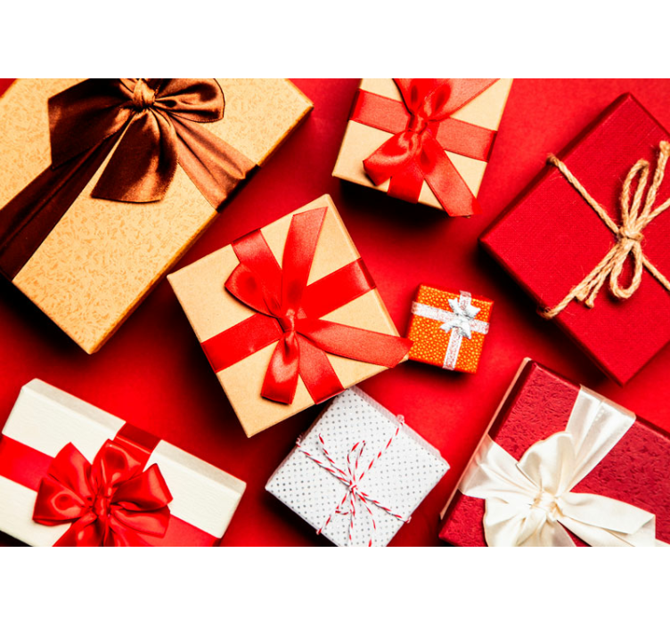 Tapisserie noel composition de cadeaux festifs - TenStickers